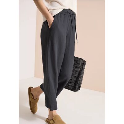 cecil High Waist Wide Leg Hose aus Leinenmix - Grau - Damen - Size: L XL M XS XS S cecil High Waist Wide Leg Hose aus Leinenmix - Grau - Damen - Size: L XL M XS XS S