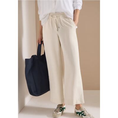 cecil High Waist Wide Leg Hose aus Leinenmix - Beige - Damen - Size: L M XL cecil High Waist Wide Leg Hose aus Leinenmix - Beige - Damen - Size: L M XL