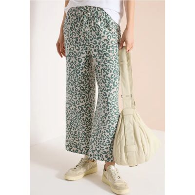 cecil 7/8 Wide Leg Hose aus Leinenmix im Leoprint - Beige - Damen - Size: L XL M cecil 7/8 Wide Leg Hose aus Leinenmix im Leoprint - Beige - Damen - Size: L XL M