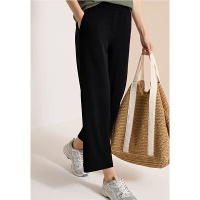 cecil 7/8 High Waist Wide Leg Jerseyhose im Loose Fit - Schwarz - Damen - Size: L XS M XXXL XL XXL S cecil 7/8 High Waist Wide Leg Jerseyhose im Loose Fit - Schwarz - Damen - Size: L XS M XXXL XL XXL S