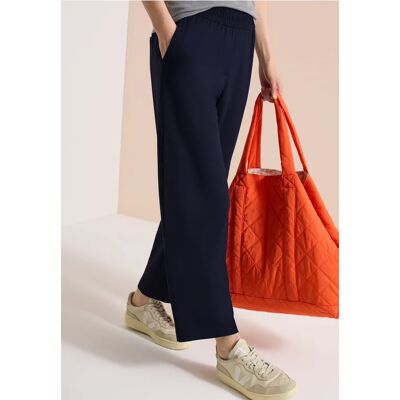 cecil 7/8 High Waist Wide Leg Jerseyhose im Loose Fit - Blau - Damen - Size: XL L XXXL XXL M XS S cecil 7/8 High Waist Wide Leg Jerseyhose im Loose Fit - Blau - Damen - Size: XL L XXXL XXL M XS S