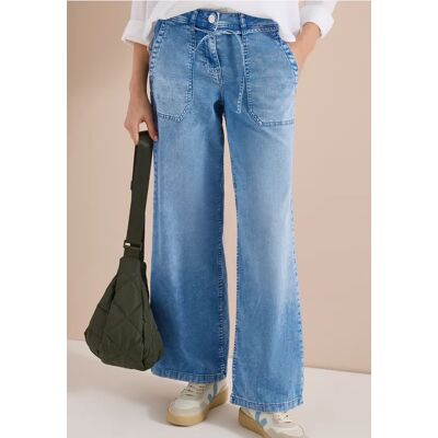cecil Flared Wide Leg Hose im Loose Fit - Blau - Damen - Size: 28 36 30 36 26 33 34 33 32 32 25 27 30 31 34 cecil Flared Wide Leg Hose im Loose Fit - Blau - Damen - Size: 28 36 30 36 26 33 34 33 32 32 25 27 30 31 34