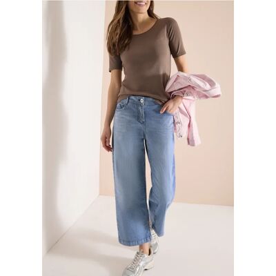 cecil 7/8 Wide Leg Jeans im Loose Fit - Blau Weiß - Damen - Size: 31 36 25 28 34 30 29 33 32 26 27 38 cecil 7/8 Wide Leg Jeans im Loose Fit - Blau Weiß - Damen - Size: 31 36 25 28 34 30 29 33 32 26 27 38