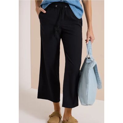 cecil Wide Leg Hose in Seersuckerqualität - Schwarz - Damen - Size: M XL S L XXL XS cecil Wide Leg Hose in Seersuckerqualität - Schwarz - Damen - Size: M XL S L XXL XS