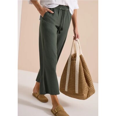 cecil Wide Leg Hose in Seersuckerqualität - Grün - Damen - Size: XL S XXL L XXXL M XS cecil Wide Leg Hose in Seersuckerqualität - Grün - Damen - Size: XL S XXL L XXXL M XS
