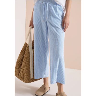cecil 7/8 Wide Leg Hose in Seersuckerqualität - Blau - Damen - Size: XXL M XS XL S L XXXL cecil 7/8 Wide Leg Hose in Seersuckerqualität - Blau - Damen - Size: XXL M XS XL S L XXXL