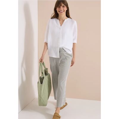 cecil 7/8 Wide Leg Hose in Seersuckerqualität - Grün - Damen - Size: XL M XXXL L cecil 7/8 Wide Leg Hose in Seersuckerqualität - Grün - Damen - Size: XL M XXXL L