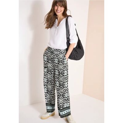 cecil Wide Leg Hose im Loose Fit mit Print - Grün - Damen - Size: L XXXL XXL XL XS S M cecil Wide Leg Hose im Loose Fit mit Print - Grün - Damen - Size: L XXXL XXL XL XS S M