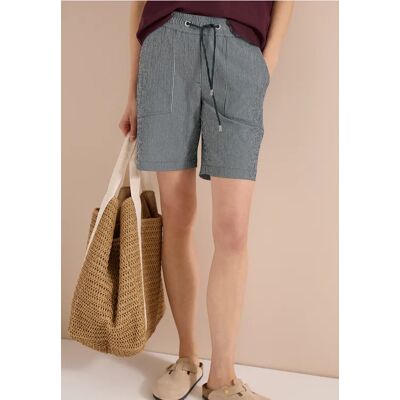 cecil Straight Leg Shorts in Seersucker Qualität - Grün - Damen - Size: XL M L cecil Straight Leg Shorts in Seersucker Qualität - Grün - Damen - Size: XL M L