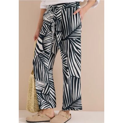 cecil Wide Leg Hose mit Print und Gürteldetail - Grün - Damen - Size: S XXL XS XL L M cecil Wide Leg Hose mit Print und Gürteldetail - Grün - Damen - Size: S XXL XS XL L M