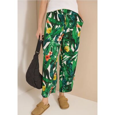 cecil 7/8 High Waist Wide Leg Hose im Loose Fit - Grün - Damen - Size: L XL XS XXL XXXL M S cecil 7/8 High Waist Wide Leg Hose im Loose Fit - Grün - Damen - Size: L XL XS XXL XXXL M S