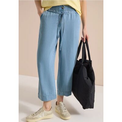 cecil 7/8 High Waist Wide Leg Hose im Washed-Look - Blau - Damen - Size: L XXL M XL cecil 7/8 High Waist Wide Leg Hose im Washed-Look - Blau - Damen - Size: L XXL M XL