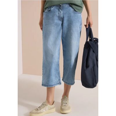 cecil High Waist Wide Leg Jeans mit Streifen - Blau Weiß - Damen - Size: 25 31 32 34 29 26 33 36 27 38 30 28 cecil High Waist Wide Leg Jeans mit Streifen - Blau Weiß - Damen - Size: 25 31 32 34 29 26 33 36 27 38 30 28