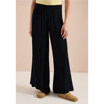 cecil Wide Leg Hose mit Crepe Struktur - Schwarz - Damen - Size: XXL XS XXXL M XL L S cecil Wide Leg Hose mit Crepe Struktur - Schwarz - Damen - Size: XXL XS XXXL M XL L S