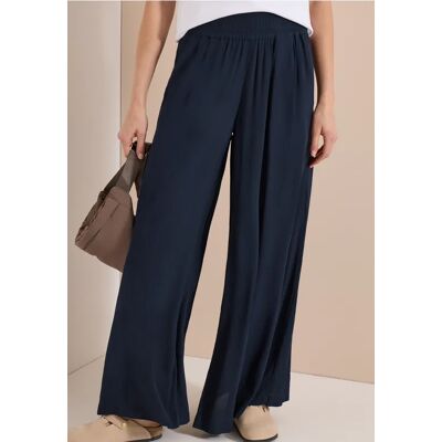 cecil Wide Leg Hose mit Crepe Struktur - Blau - Damen - Size: S L XXXL XS XXL XL M cecil Wide Leg Hose mit Crepe Struktur - Blau - Damen - Size: S L XXXL XS XXL XL M