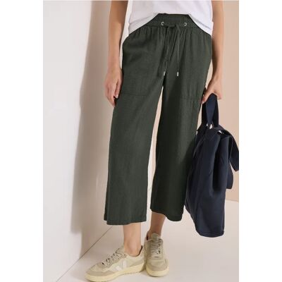 cecil 3/4 Wide Leg Hose in Seersucker Qualität - Grün - Damen - Size: XXL XS S L XXXL XL M cecil 3/4 Wide Leg Hose in Seersucker Qualität - Grün - Damen - Size: XXL XS S L XXXL XL M