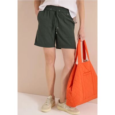 cecil Seersucker Shorts in Uni Farben - Grün - Damen - Size: XXL XL S L XS M cecil Seersucker Shorts in Uni Farben - Grün - Damen - Size: XXL XL S L XS M