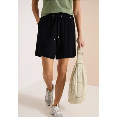 cecil High Waist Wide Leg Shorts mit Struktur - Schwarz - Damen - Size: L S XS XXL M XL cecil High Waist Wide Leg Shorts mit Struktur - Schwarz - Damen - Size: L S XS XXL M XL