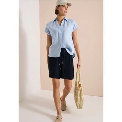 cecil High Waist Wide Leg Shorts mit Struktur - Blau - Damen - Size: XL L 3XL S XXL cecil High Waist Wide Leg Shorts mit Struktur - Blau - Damen - Size: XL L 3XL S XXL