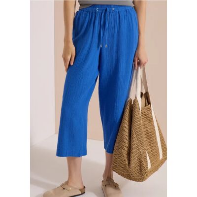 cecil 3/4 Wide Leg Hose in Musselin-Qualität - Blau - Damen - Size: S XXXL XXL L M XS XL cecil 3/4 Wide Leg Hose in Musselin-Qualität - Blau - Damen - Size: S XXXL XXL L M XS XL