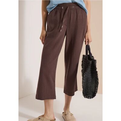 cecil 3/4 Wide Leg Hose in Musselin-Qualität - Braun - Damen - Size: XXL XL XXXL M L S XS cecil 3/4 Wide Leg Hose in Musselin-Qualität - Braun - Damen - Size: XXL XL XXXL M L S XS