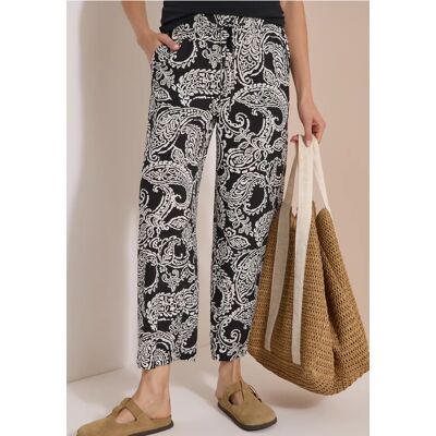 cecil 7/8 High Waist Wide Leg Hose im Loose Fit - Schwarz - Damen - Size: XXL XL M L XXXL S XS cecil 7/8 High Waist Wide Leg Hose im Loose Fit - Schwarz - Damen - Size: XXL XL M L XXXL S XS