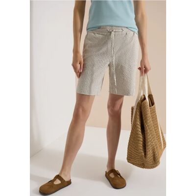 cecil Wide Leg Shorts in Seersucker-Qualität - Beige - Damen - Size: 3XL XL M L XXL cecil Wide Leg Shorts in Seersucker-Qualität - Beige - Damen - Size: 3XL XL M L XXL