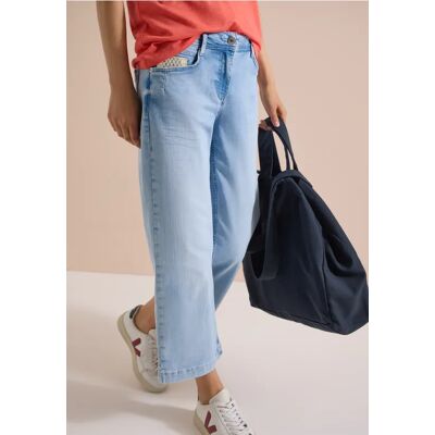 cecil 7/8 Wide Leg Jeans mit Crochet-Detail - Damen - Size: 29 33 28 32 25 27 36 31 38 34 26 30 cecil 7/8 Wide Leg Jeans mit Crochet-Detail - Damen - Size: 29 33 28 32 25 27 36 31 38 34 26 30