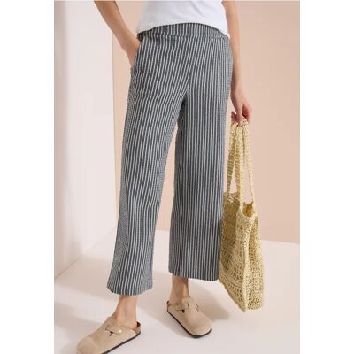 cecil 7/8 Wide Leg Hose in Seersucker-Qualität - Blau - Damen - Size: XS L XL XXL cecil 7/8 Wide Leg Hose in Seersucker-Qualität - Blau - Damen - Size: XS L XL XXL