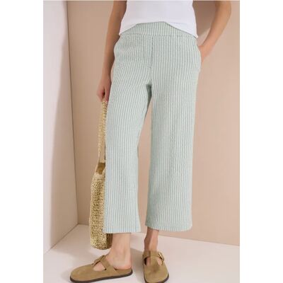cecil 7/8 Wide Leg Hose in Seersucker-Qualität - Blau - Damen - Size: XL XXL M S L cecil 7/8 Wide Leg Hose in Seersucker-Qualität - Blau - Damen - Size: XL XXL M S L