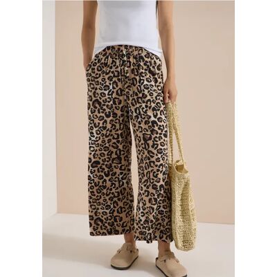 cecil 7/8 High Waist Wide Leg Hose mit Leo-Print - Beige - Damen - Size: M S XXXL XL L XS cecil 7/8 High Waist Wide Leg Hose mit Leo-Print - Beige - Damen - Size: M S XXXL XL L XS