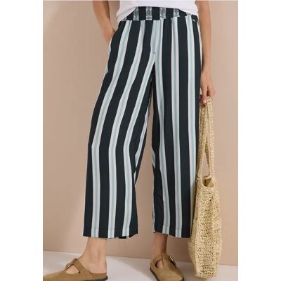 cecil 7/8 High Waist Wide Leg Hose mit Streifen - Grün - Damen - Size: XS XXXL M L XL XXL S cecil 7/8 High Waist Wide Leg Hose mit Streifen - Grün - Damen - Size: XS XXXL M L XL XXL S