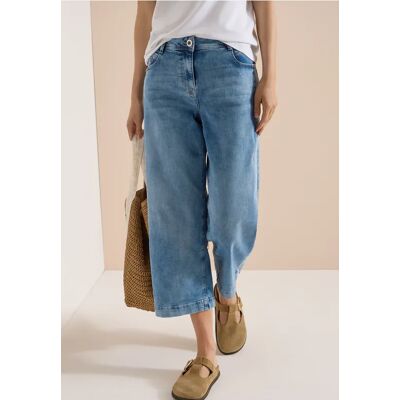 cecil 3/4 High Waist Wide Leg Jeans im Loose Fit - Blau - Damen - Size: 33 31 32 25 34 27 36 30 28 29 cecil 3/4 High Waist Wide Leg Jeans im Loose Fit - Blau - Damen - Size: 33 31 32 25 34 27 36 30 28 29