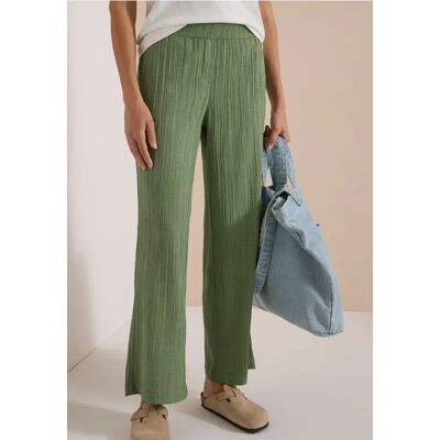 cecil Wide Leg Hose mit Strukturstreifen - Grün - Damen - Size: XS S XXL XL L M cecil Wide Leg Hose mit Strukturstreifen - Grün - Damen - Size: XS S XXL XL L M