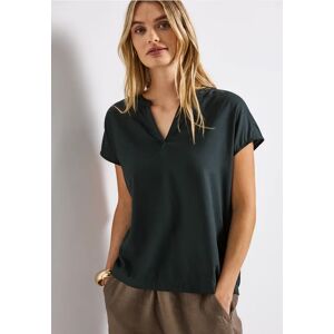 Street One Split Neck Bluse in Unifarbe - Grün - Damen Street One Split Neck Bluse in Unifarbe - Grün - Damen