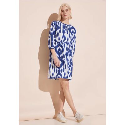 Street One Leinen Kleid mit Print - Blau - Damen Street One Leinen Kleid mit Print - Blau - Damen
