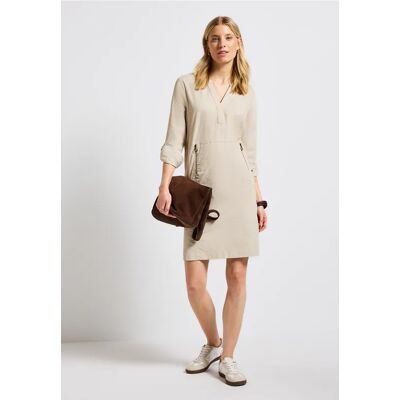 Street One Cordkleid mit Split Neck - Beige - Damen Street One Cordkleid mit Split Neck - Beige - Damen