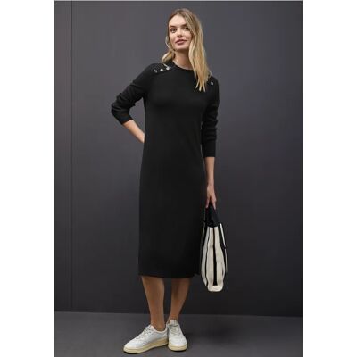 Street One Rippstruktur Kleid - Schwarz - Damen Street One Rippstruktur Kleid - Schwarz - Damen
