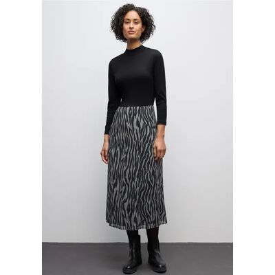 Street One Plissée Chiffon Kleid - Schwarz - Damen Street One Plissée Chiffon Kleid - Schwarz - Damen