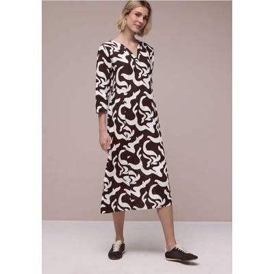 Street One Midi-Kleid aus Leinen mit Print - Braun - Damen Street One Midi-Kleid aus Leinen mit Print - Braun - Damen