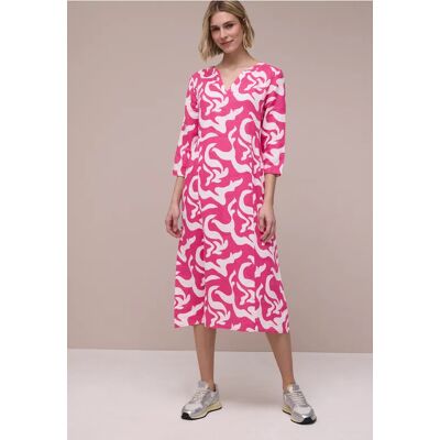 Street One Midi-Kleid aus Leinen mit Print - Pink - Damen Street One Midi-Kleid aus Leinen mit Print - Pink - Damen