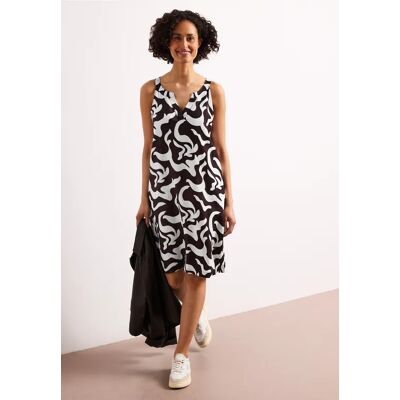 Street One Knielanges Kleid mit Split Neck aus Leinen - Braun - Damen Street One Knielanges Kleid mit Split Neck aus Leinen - Braun - Damen