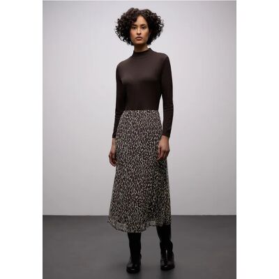 Street One Kleid mit Leo-Rock - Braun - Damen Street One Kleid mit Leo-Rock - Braun - Damen