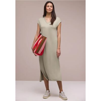 Street One Midi-Kleid mit V-Neck im Strick-Look - Beige - Damen Street One Midi-Kleid mit V-Neck im Strick-Look - Beige - Damen