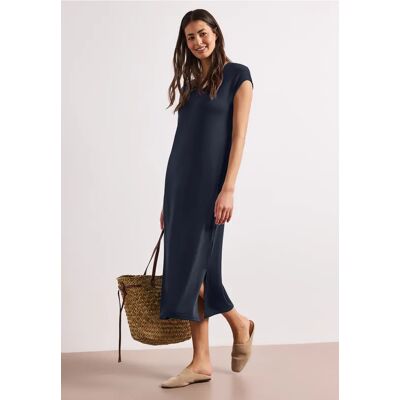 Street One Midi-Kleid mit V-Neck im Strick-Look - Blau - Damen Street One Midi-Kleid mit V-Neck im Strick-Look - Blau - Damen
