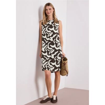Street One Knielanges Kleid mit Rundhals und Print - Braun - Damen Street One Knielanges Kleid mit Rundhals und Print - Braun - Damen