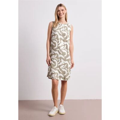 Street One Knielanges Kleid mit Rundhals und Print - Beige - Damen Street One Knielanges Kleid mit Rundhals und Print - Beige - Damen