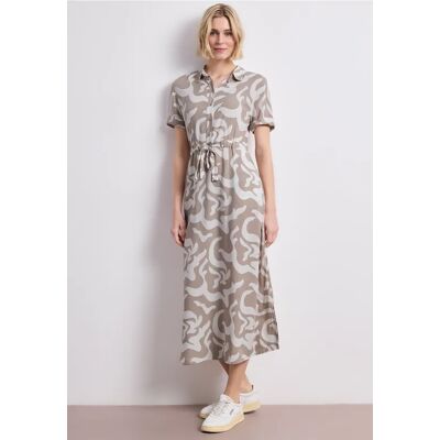 Street One Maxi-Kleid mit Hemdkragen und Print - Beige - Damen Street One Maxi-Kleid mit Hemdkragen und Print - Beige - Damen