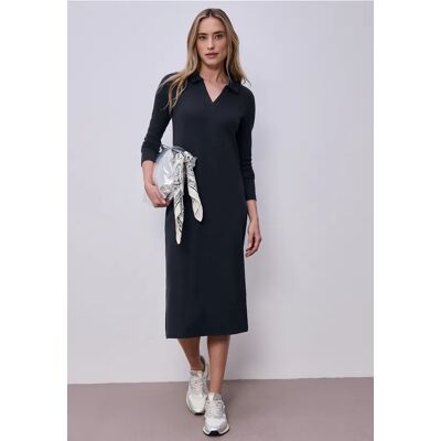 Street One Midi-Kleid mit seitlichen Schlitzen - Blau - Damen Street One Midi-Kleid mit seitlichen Schlitzen - Blau - Damen