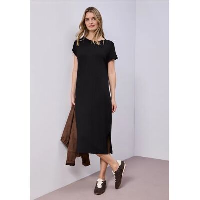 Street One Midi-Kleid aus Jersey in Rippstruktur - Schwarz - Damen Street One Midi-Kleid aus Jersey in Rippstruktur - Schwarz - Damen